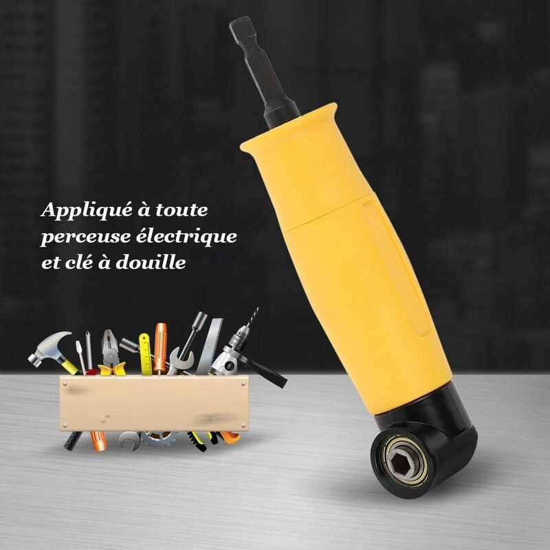 90 Degree Right Angle Drill Adapter Yellow Angle Driver 6.35Mm Hex Shank Driver And Screwdriver Drill Attachment With
