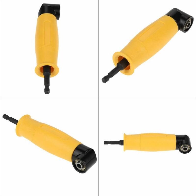 90 Degree Right Angle Drill Adapter Yellow Angle Driver 6.35Mm Hex Shank Driver And Screwdriver Drill Attachment With