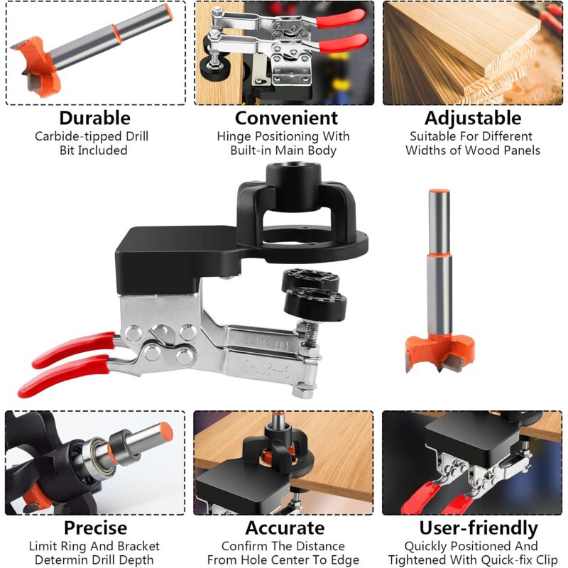 35Mm Hinge Jig, Door Cabinet Hinge Jig, Concealed Hinge Jig, Drill Guide Locator For Cabinets And Wardrobes