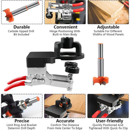 35Mm Hinge Jig, Door Cabinet Hinge Jig, Concealed Hinge Jig, Drill Guide Locator For Cabinets And Wardrobes