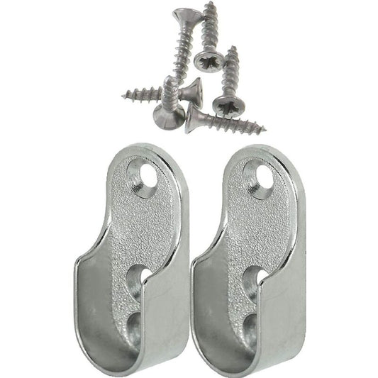 Oval Furniture Rail Hanger 2 Pieces - Wardrobe Tube Bracket For Oval Bar Nickel Plated Steel ROd Hanger Fixing Metal