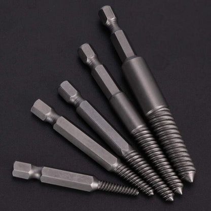 Screw Drill Bits, Stud Removal Tool, 5 pcs Broken Screw Extractor Hex Shank Fine Teeth DAmaged Bolt Removal Tool