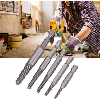 Screw Drill Bits, Stud Removal Tool, 5 pcs Broken Screw Extractor Hex Shank Fine Teeth DAmaged Bolt Removal Tool