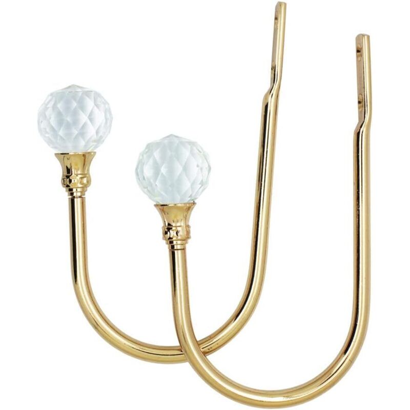 Curtain Tiebacks Wall Hooks U Metal Curtain Tiebacks, Metallic Curtain 2 Pack (Small, Gold)