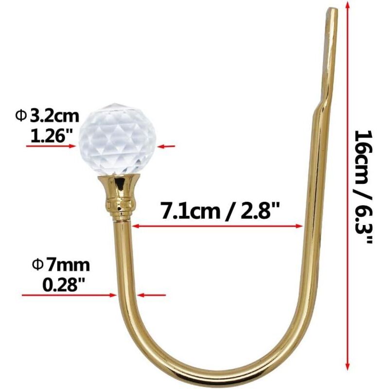 Curtain Tiebacks Wall Hooks U Metal Curtain Tiebacks, Metallic Curtain 2 Pack (Small, Gold)