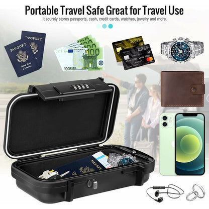 Portable Safe Box Mini Travel Safe Box Waterproof Anti-Theft With Detachable Metal Cable For Home, Office, Hotel,