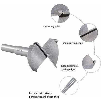 Wood Drill Bits, 50Mm Carbide Wood Cutter, Installing Wooden Spherical Doors, Drawers, Plywood, Quickly Helps You Make