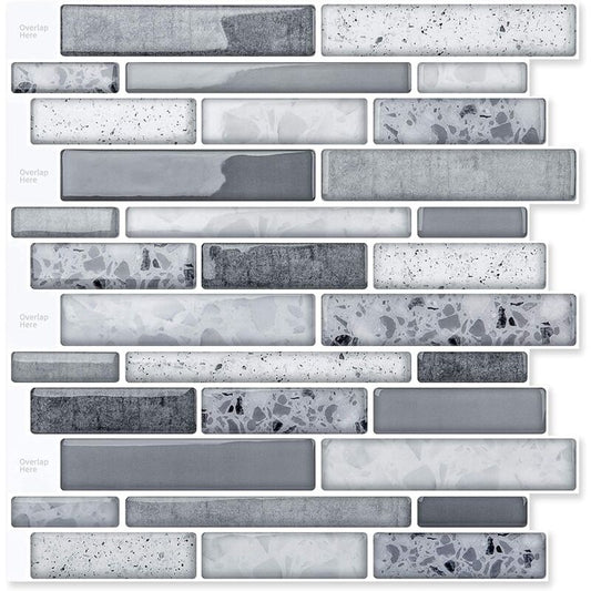 10 Pieces, Adhesive Wall Tiles, Vinyl Kitchen Backsplash, Marble Wall Stickers, 30X30Cm, Grey