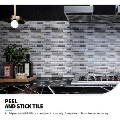 10 Pieces, Adhesive Wall Tiles, Vinyl Kitchen Backsplash, Marble Wall Stickers, 30X30Cm, Grey