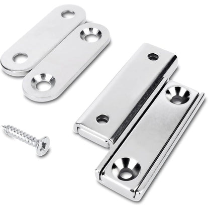 2 pcs Rectangular Neodymium Magnets With Hole 40X13.8X5Mm, 15Kg Force + 2 Steel Washers + 8 Screws Included