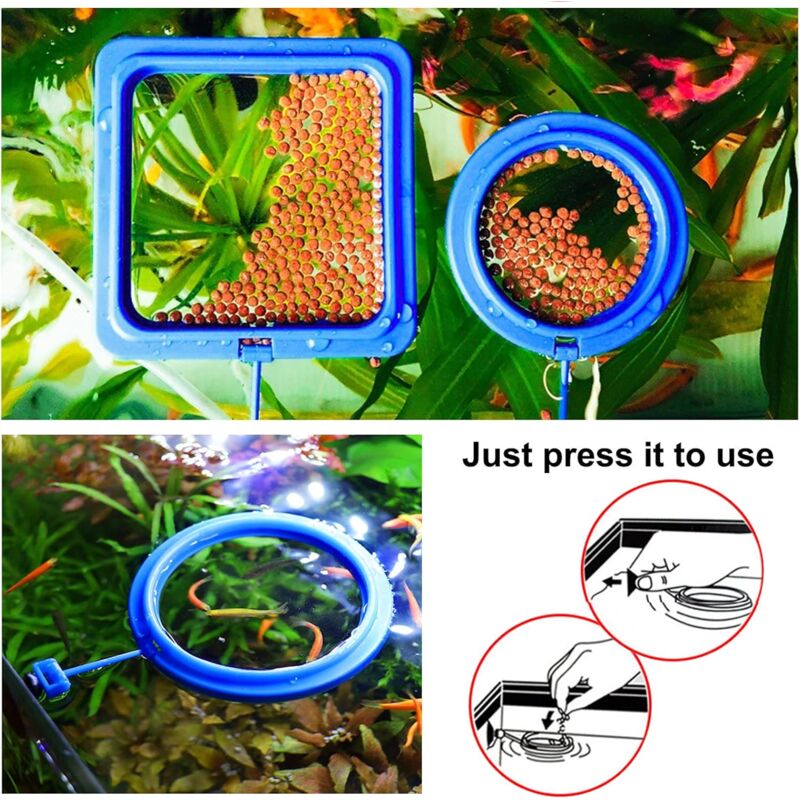 2 pcs Fish Feeding Rings Aquarium Feeder Food Feeding Ring For Guppy Betta Goldfish Blue