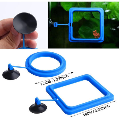2 pcs Fish Feeding Rings Aquarium Feeder Food Feeding Ring For Guppy Betta Goldfish Blue