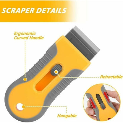 Glass And Ceramic Glass Scraper - Glass Cleaning Tool With 20 Replacement Parts For Removing Gasket Labels, Decals And
