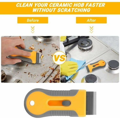Glass And Ceramic Glass Scraper - Glass Cleaning Tool With 20 Replacement Parts For Removing Gasket Labels, Decals And