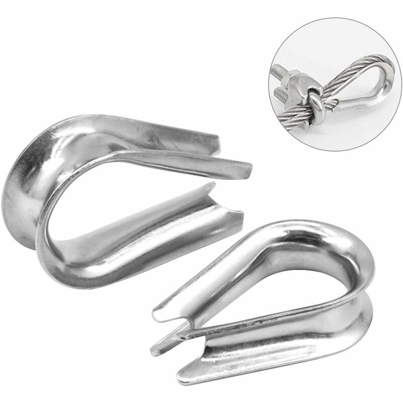 250 pcs 6 Sizes Aluminum Wire ROpe Thimbles Assortment Double Barrel Sleeves & 5 Size Thimbles For Wire ROpe