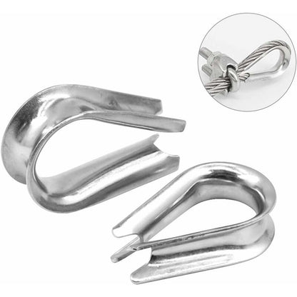 250 pcs 6 Sizes Aluminum Wire ROpe Thimbles Assortment Double Barrel Sleeves & 5 Size Thimbles For Wire ROpe