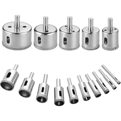 Diamond Drill Bit, 15 pcs Hole Saw Tools Set, Diamond Hole Saw For Glass/Tile/Ceramic/Marble/Porcelain Carbon Steel