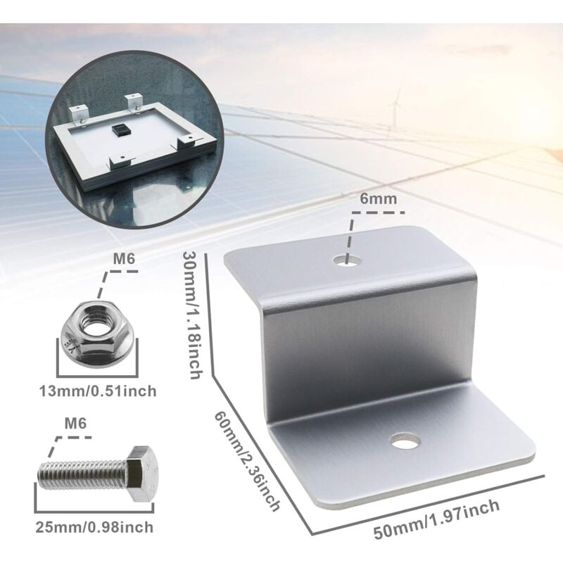 Solar Panel Mounting Bracket Kit Z Type With Nuts And Bolts 1 Hole