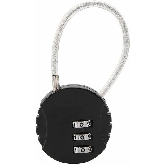 Security Padlock, Combination Lock Code Lock Travel Lock With Steel Cable 3 Digit Luggage Lock For Suitcases And