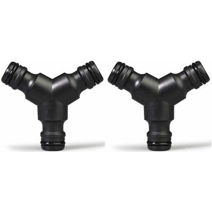 Plastic Snap On Hose Splitter (3 Way) Y Male Garden Hose Connector Y-Connector 2 Pack