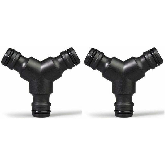 Plastic Snap On Hose Splitter (3 Way) Y Male Garden Hose Connector Y-Connector 2 Pack
