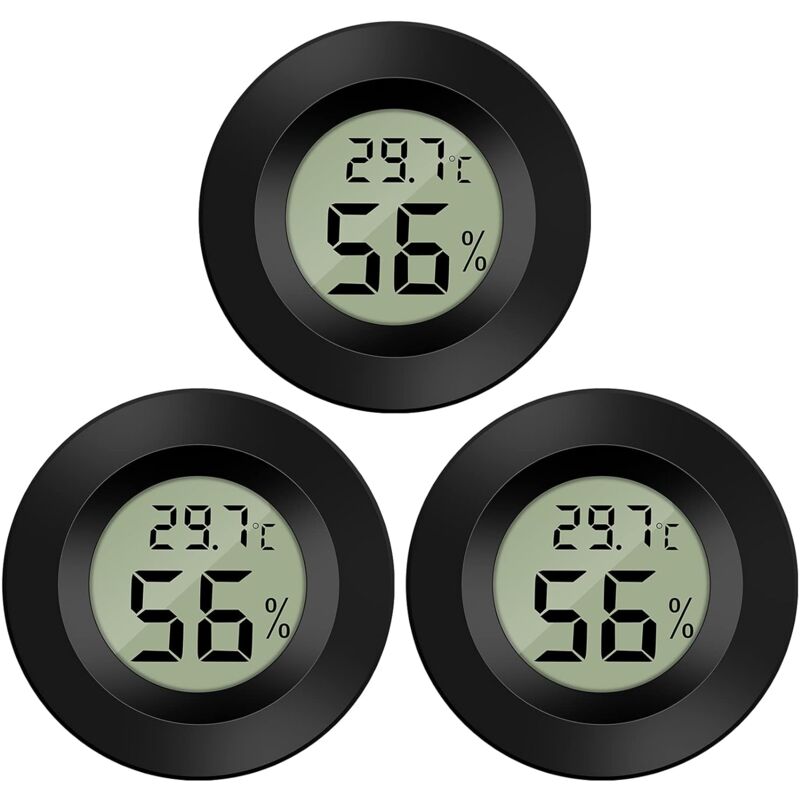 3-Pack Hygrometer Thermometer Digital Lcd Monitor Humidity Meter Gauge For Humidifiers Dehumidifiers Greenhouse