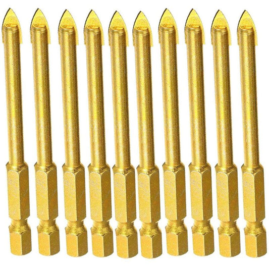 10 pcs 6Mm Tungsten Carbide Drill Bit Set With Flat Hex Shank For Mirror Porcelain Marble