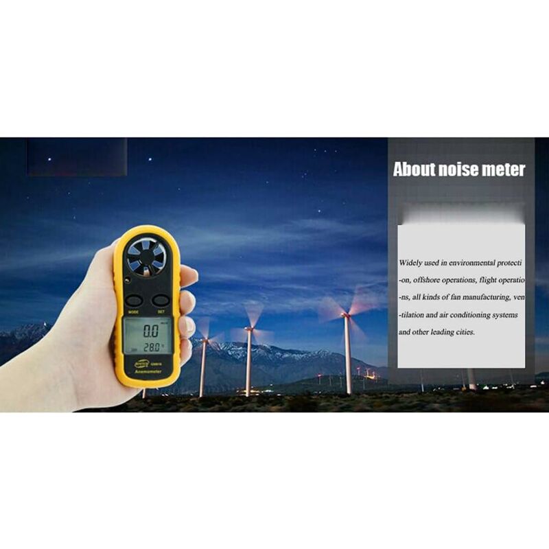 Digital Anemometer Wind Meter With Backlit Lcd Display, Measuring Air Velocity, Air Flow And Outdoor Air Temperature