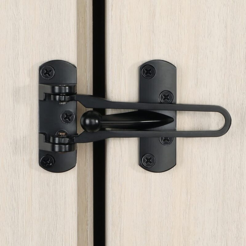 Secondary Door Lock, Security Door Chains, Sliding Door Lock, Stainless Steel Swing Bar, Security Door Lock, Matte Black