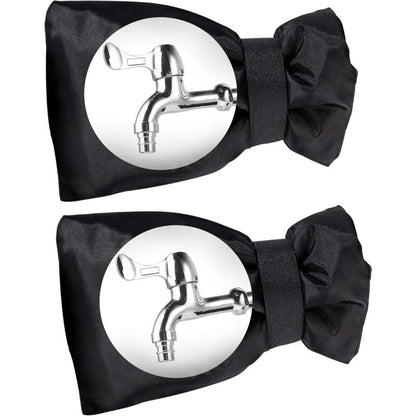 Outdoor Faucet Cover Antifreeze Faucet Protection Cover Wind Resistant Waterproof For Winter Garden Black 2 pcs