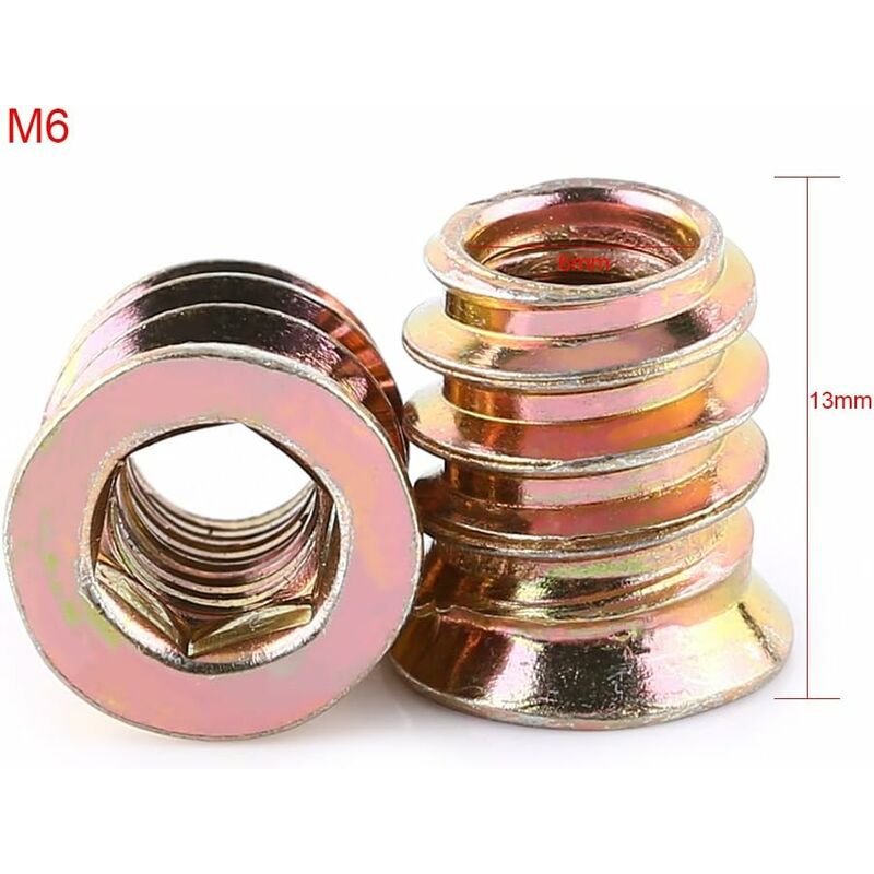Pack Of 20 pcs M6/M8/M10 Zinc Alloy Threaded Hex Nut, Zinc Alloy Insert Nuts Assortment (M613Mm)