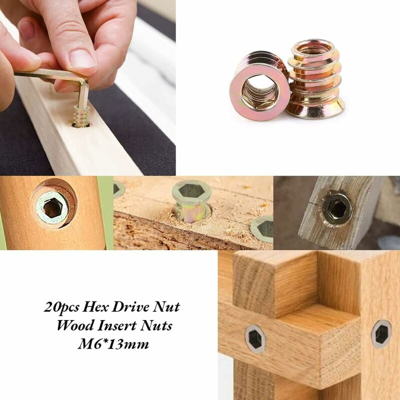 Pack Of 20 pcs M6/M8/M10 Zinc Alloy Threaded Hex Nut, Zinc Alloy Insert Nuts Assortment (M613Mm)