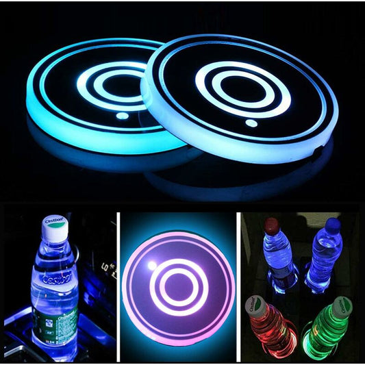 2 Pack LED Cup Holder, LED Car Coasters With 7 Colors Glow Cup Pad, Usb Charging Cup Mat For Coaster Accessories,