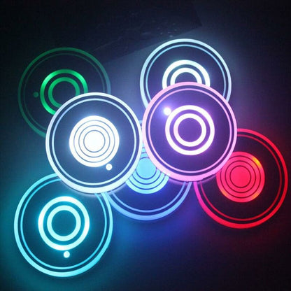 2 Pack LED Cup Holder, LED Car Coasters With 7 Colors Glow Cup Pad, Usb Charging Cup Mat For Coaster Accessories,