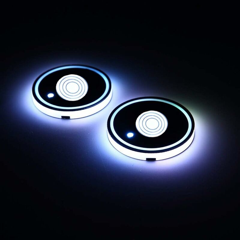 2 Pack LED Cup Holder, LED Car Coasters With 7 Colors Glow Cup Pad, Usb Charging Cup Mat For Coaster Accessories,