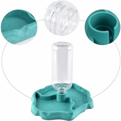 Reptile Water Dispenser, 2 In 1 Anti-Overflow Food Dispenser Bowl, Plastic Food Bowl For Tortoise Gecko - Blue