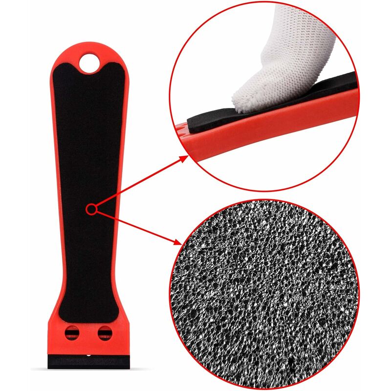 2 Plastic Scraper With 100 Squeegees, Long Handle Scrapers, For Removing Labels, Glue, Paint, Stickers And Decals, Red