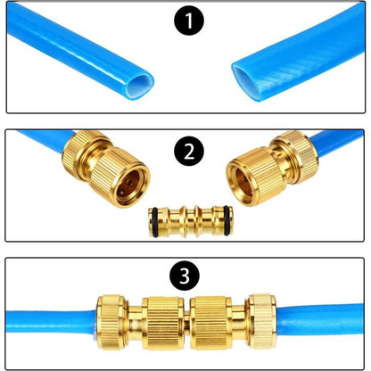 2 Pack Brass Garden Hose Connector For Garden Hose Tap (Double Male Brass Connector)