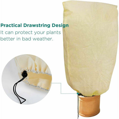 2 Pieces Plant Winter Protection Bags Winter Protection For Potted Plants, Beige, Solid, 100 X 80 Cm