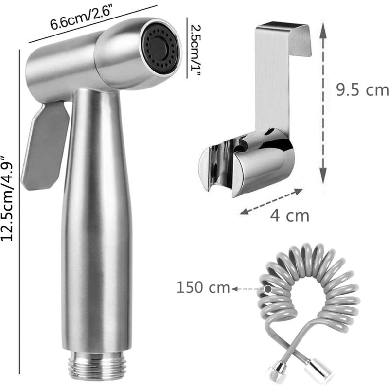 High Quality Toilet Bidet Kit With Water Tank Hook And 59" Abs Telescopic Flexible Shower Hose For DAily Personal