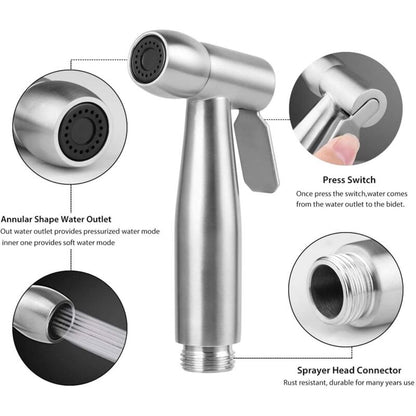 High Quality Toilet Bidet Kit With Water Tank Hook And 59" Abs Telescopic Flexible Shower Hose For DAily Personal