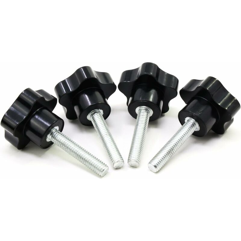 10 pcs M8X40 Female Thread Nut Clamping Handle Star Shape Hand Knobs Black Plastic Screw-In Handle Clamping Knob For