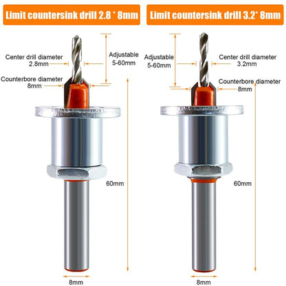 2 pcs Wood Drill Bits, Hss Drill Bit Set, 8Mm Steel Countersink Drill Bits, Countersink Drill Bit Set For Woodworking,