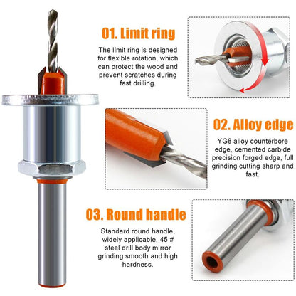 2 pcs Wood Drill Bits, Hss Drill Bit Set, 8Mm Steel Countersink Drill Bits, Countersink Drill Bit Set For Woodworking,