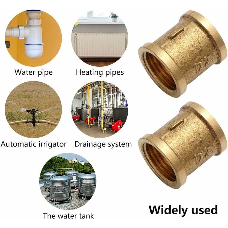 Female Straight Couplings, Female Connector Accessories, Female Connecting Pipe Threads, Female Connectors, 1/2 Brass