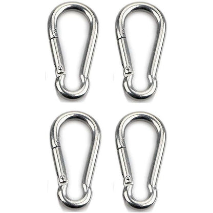 4 pcs Heavy Duty Carabiner Hooks For Sports, Locking Dogs, Hammock Swing, 304 Stainless Steel, 8Mm Thickness