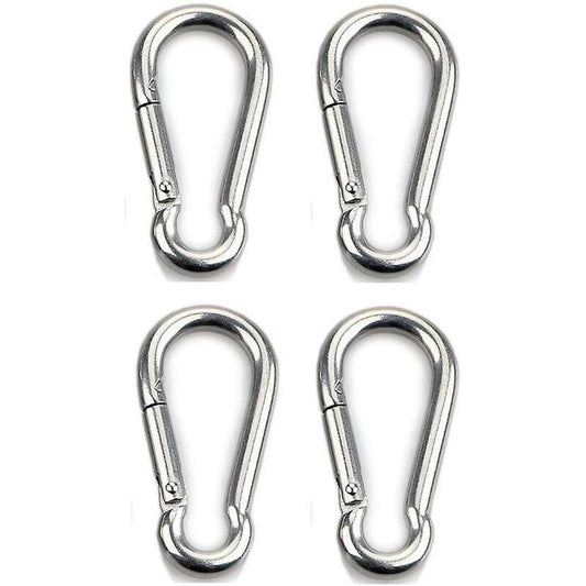 4 pcs Heavy Duty Carabiner Hooks For Sports, Locking Dogs, Hammock Swing, 304 Stainless Steel, 8Mm Thickness