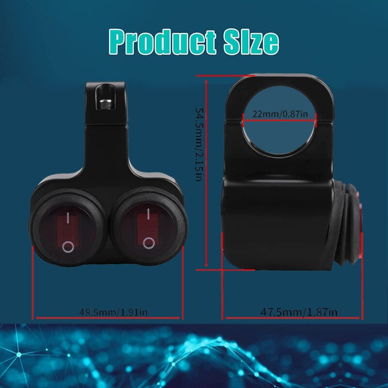 12V Waterproof Motorcycle Atv Bike 22Mm 7/8 Inch Handlebar Dual Control Kill Button Headlight Switch Hazard Brake Fog