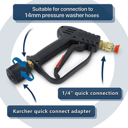 High Pressure Washer Gun, 4000 Psi 280Bar, M22 Interface (14 Mm) Contains Karcher Quick Connector, 5 Water Nozzle Tips