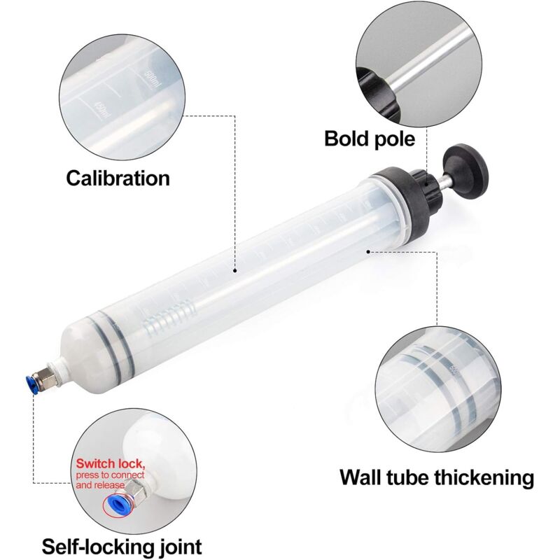 Oil Syringe 500Ml Oil Suction Syringe-Transfer Pump,Brake Fluid Syringe With Extension Tube-Drain Syringe Hand Pump